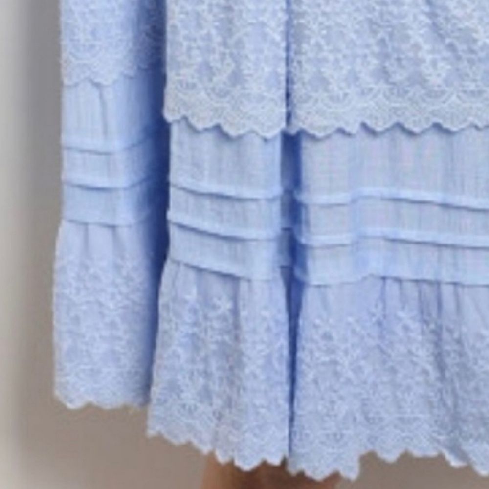 Ruffles and lace off the shoulder dress light blue - Picture 5 of 5